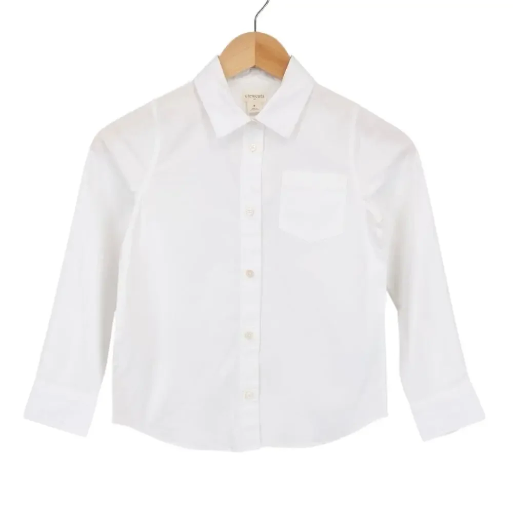 NWT J.Crew Crewcuts Girls' Cotton Blend Button Up White Shirt Size 8